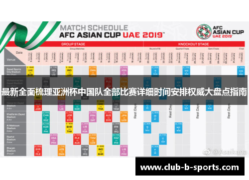 最新全面梳理亚洲杯中国队全部比赛详细时间安排权威大盘点指南 最新全面梳理亚洲杯中国队全部比赛详细时间安排权威大盘点指南